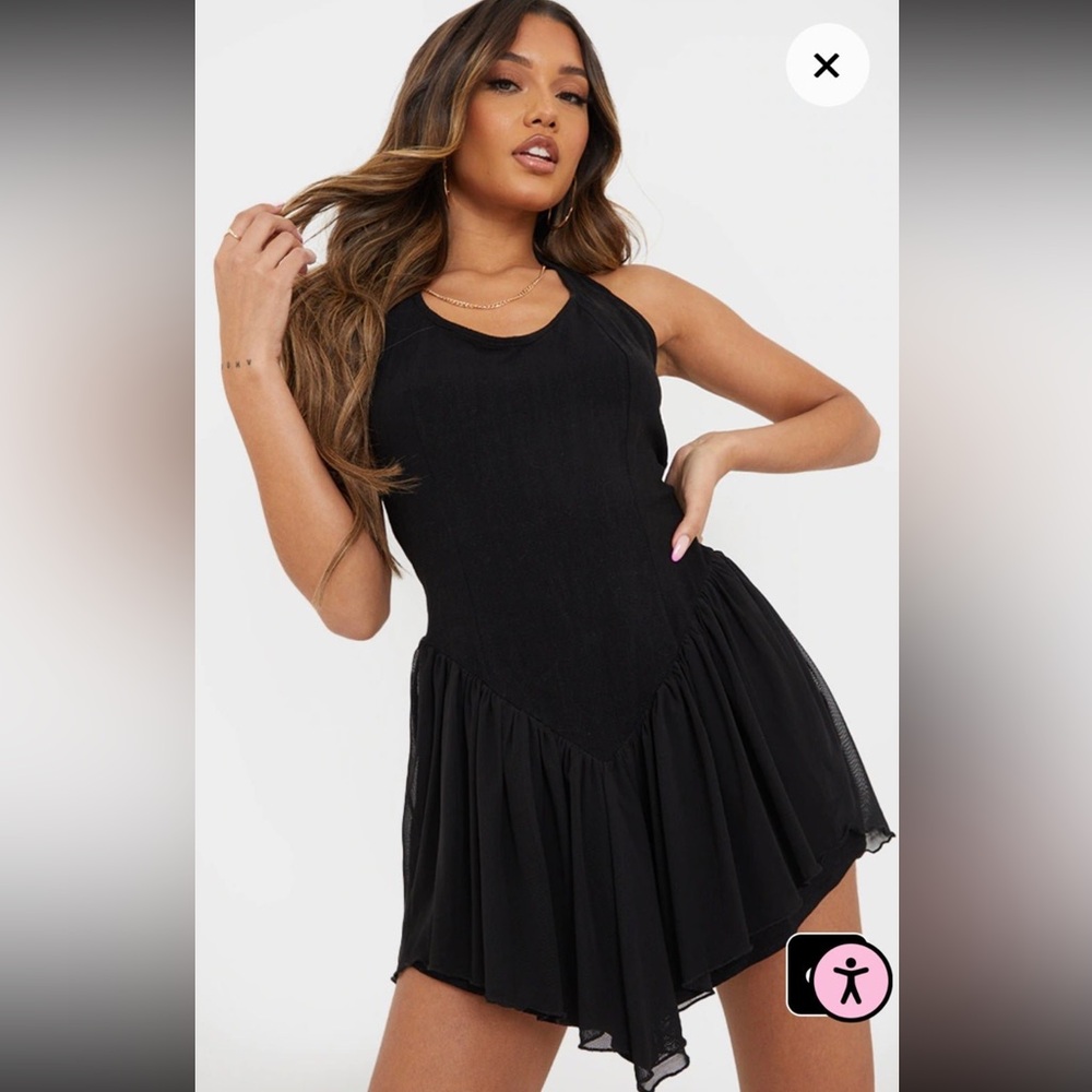 PrettyLittleThing Black Halterneck Dress (X-SMALL)